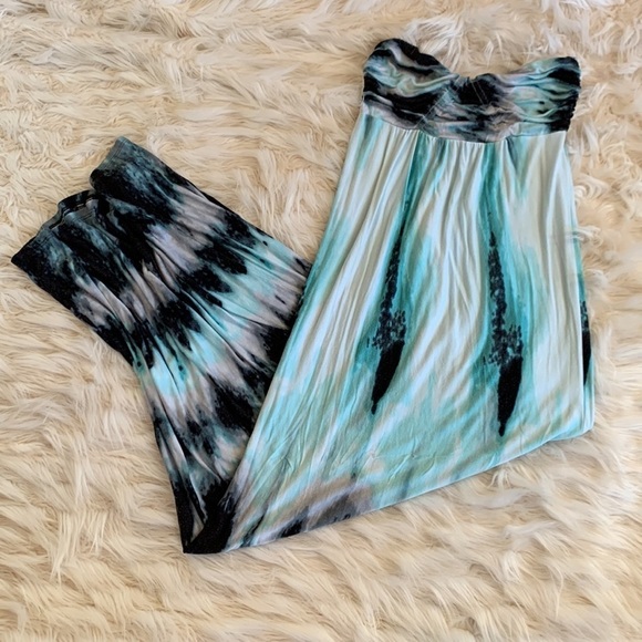 Full Tilt Teal and Black Strapless Tube Maxi Dress Size S - Picture 5 of 9